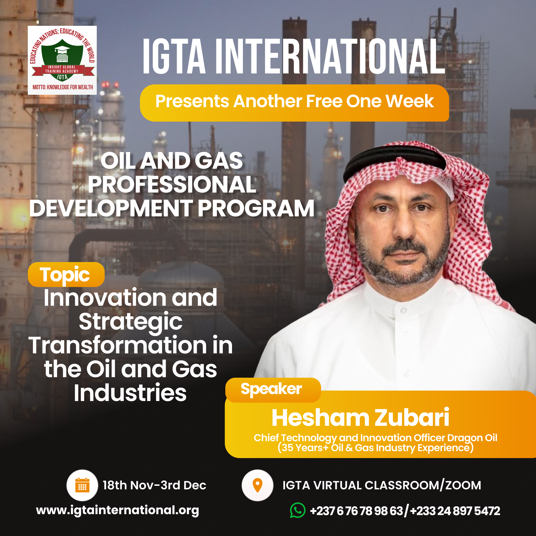 Innovation & Strategic Transformation in the Oil & Gas Industries – IGTA International image